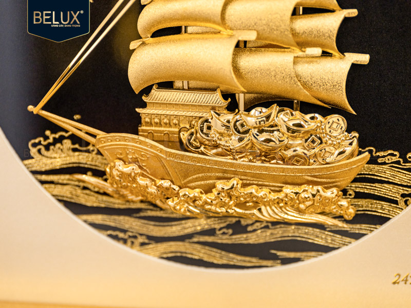 Tranh thuận buồm xuôi gió dát vàng 24k 20x20cm